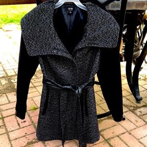 Dress coat wool and leather